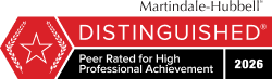 Martindale-Hubbell Distinguished 2026: Peer Rated for High Professional Achievement